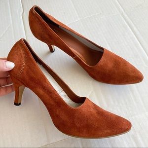 Rachel Comey Size 10 Burnt Orange Suede Leather Pointed Toe Slip Stiletto Heel